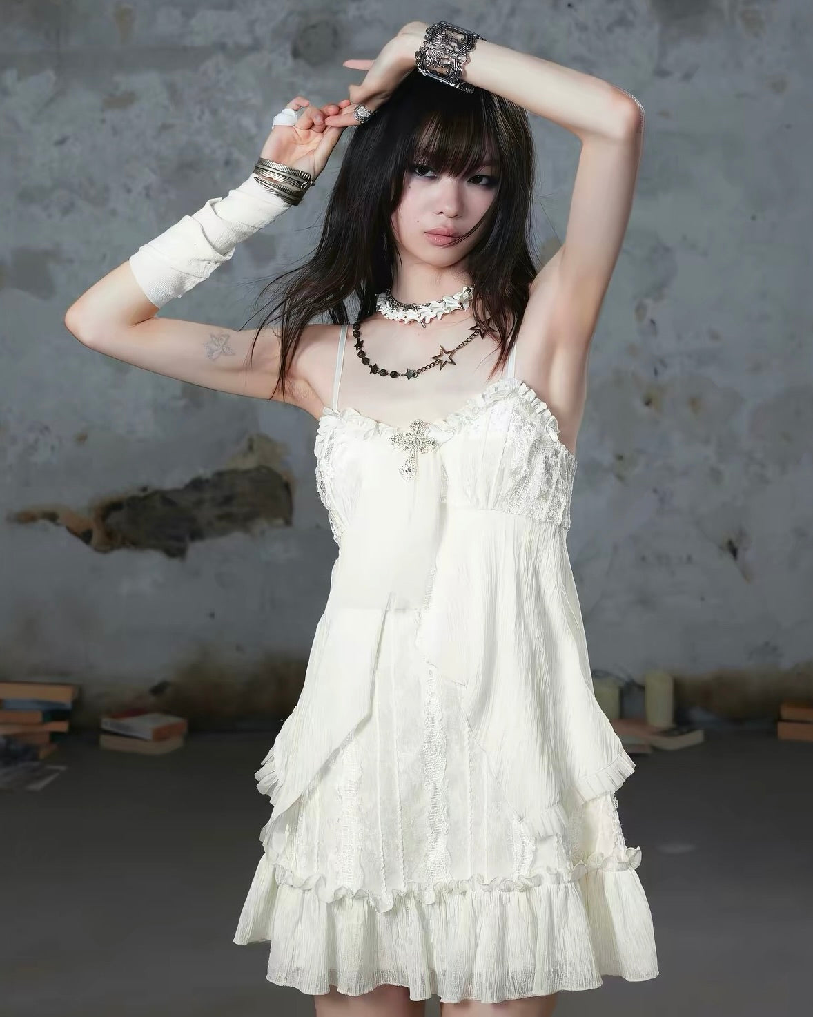 【Cest Nous】Velvet Bow Slip 
Dress