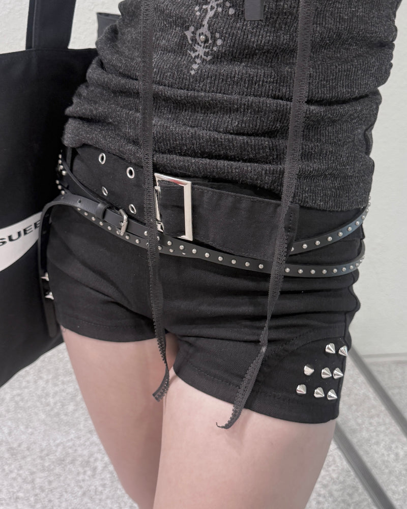 受注制【nmtc+】Studded Belt Shorts