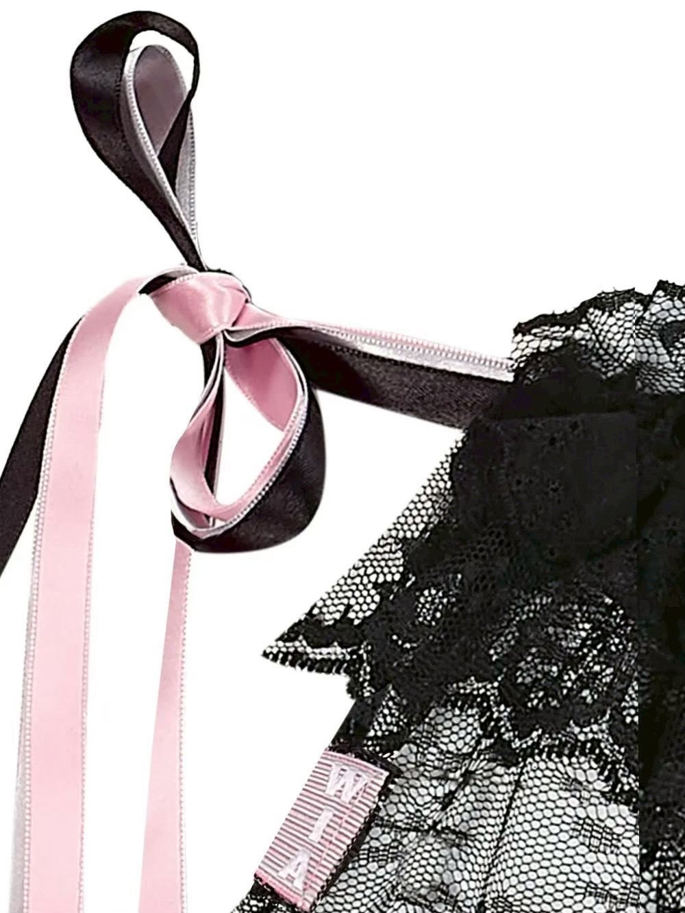 【W.I.A】SMASHED LACE OPEN MINI SKIRT