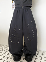 国際配送【LUV CODE】rhinestone wide sweat pants (2color)