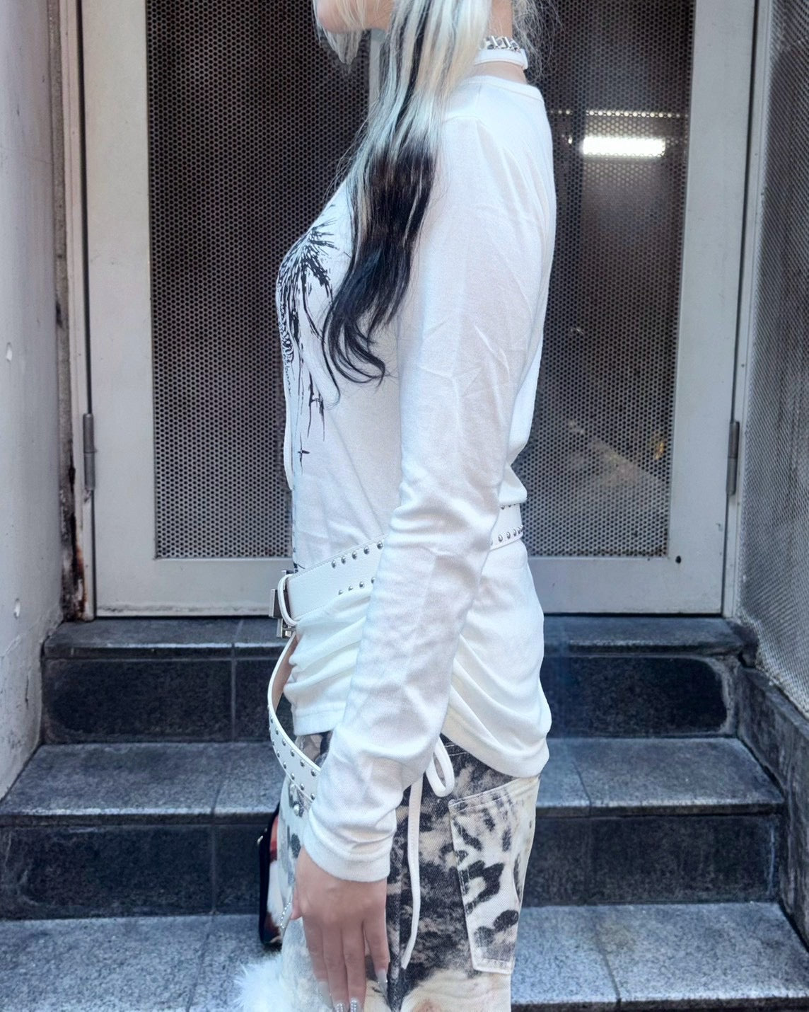 国際配送【BABY09】v-neck ribbon shirring tops