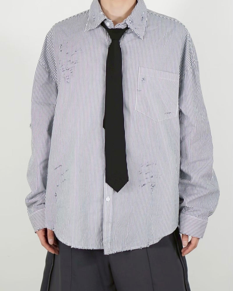 受注制【Chikashitsu +】vintage like stripe shirt