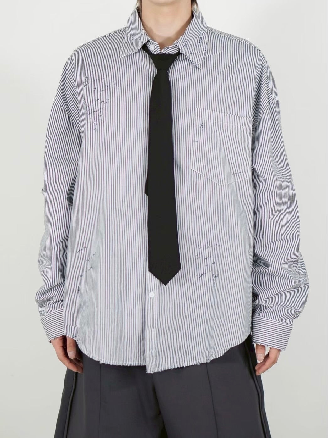 受注制【Chikashitsu +】vintage like stripe shirt