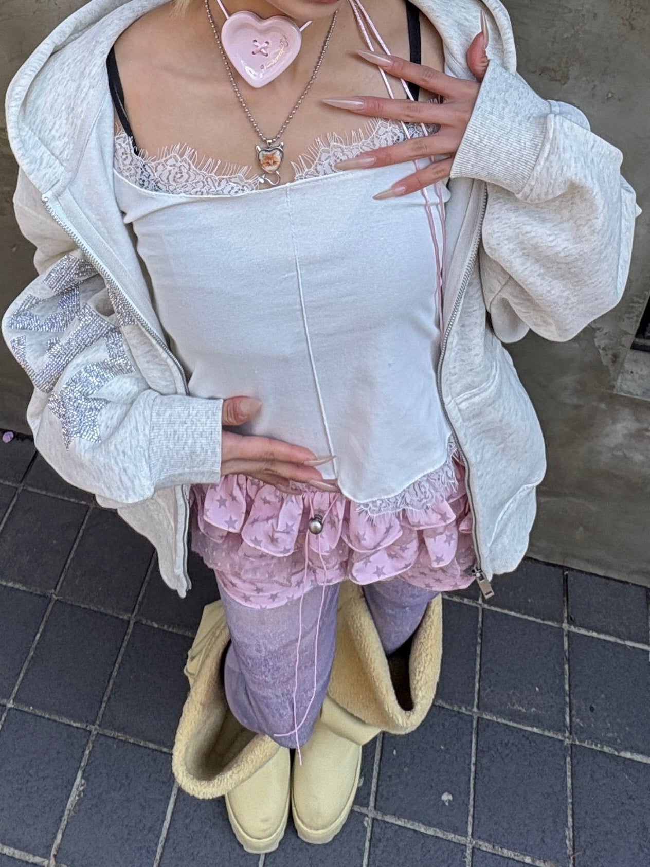 国際配送【Never mind the XU】SHEER LACE CAMISOLE