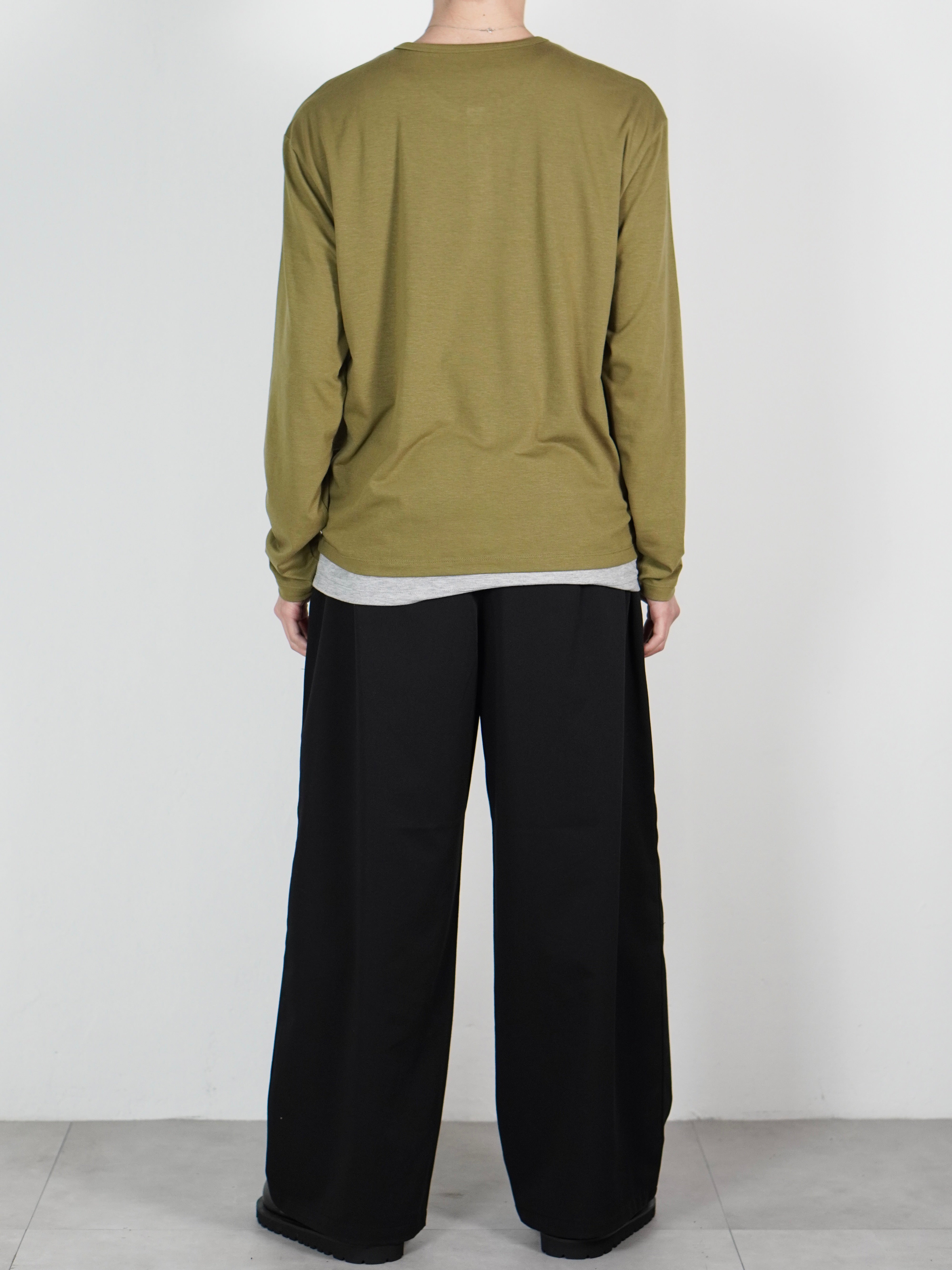 受注制【Chikashitsu +】double layered henley neck long sleeve