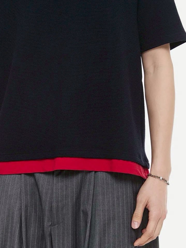 【DNSR】Layered Henley Waffle T-Shirt