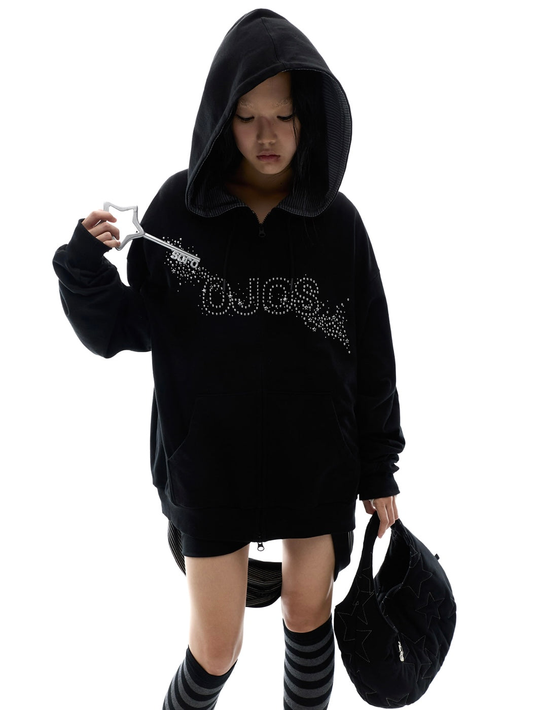 【OJOS】Hotfix Logo Hoodie Zip-up