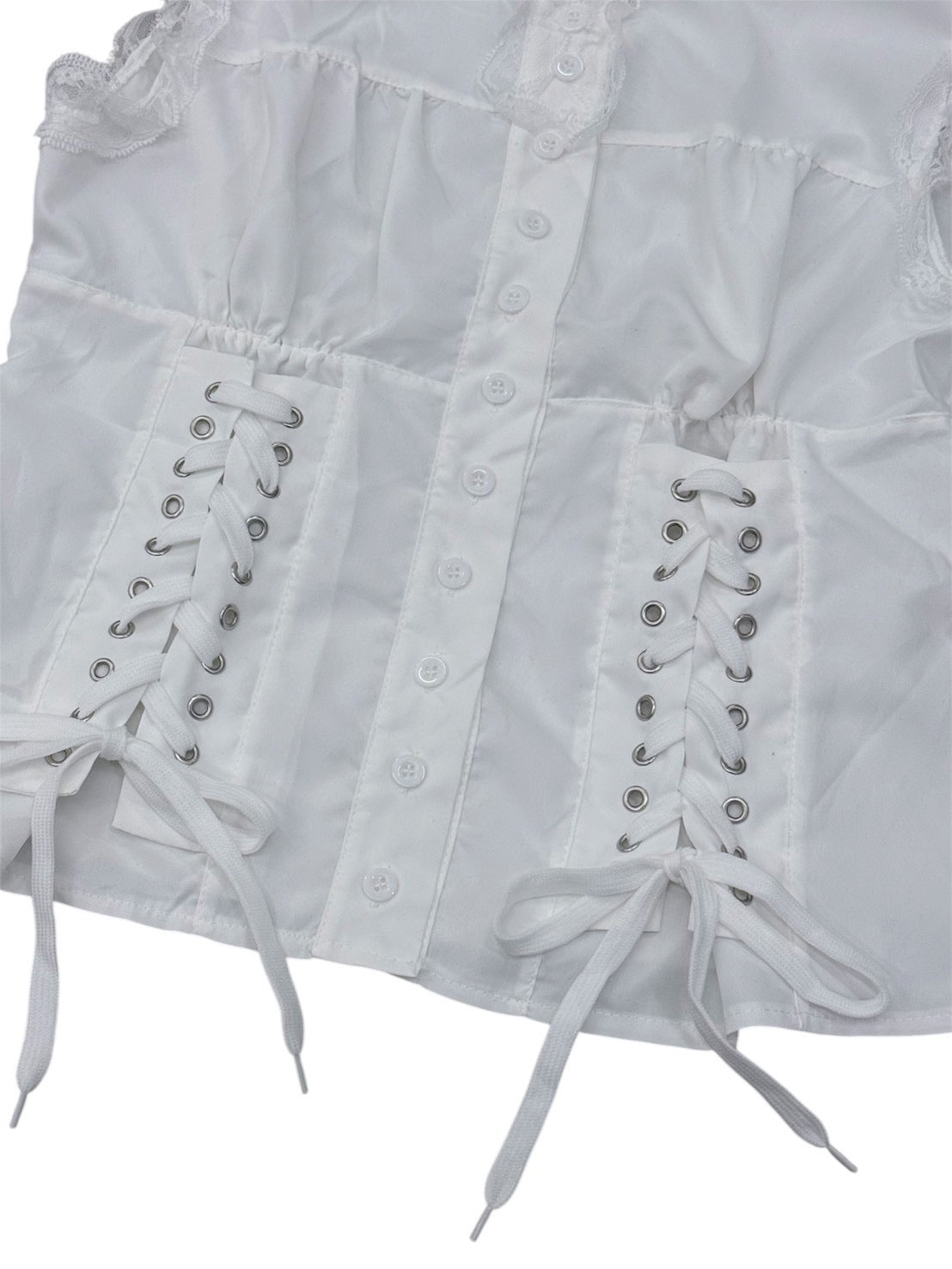 受注制【nmtc+】Eyelet Lace Shirring Crop Blouse