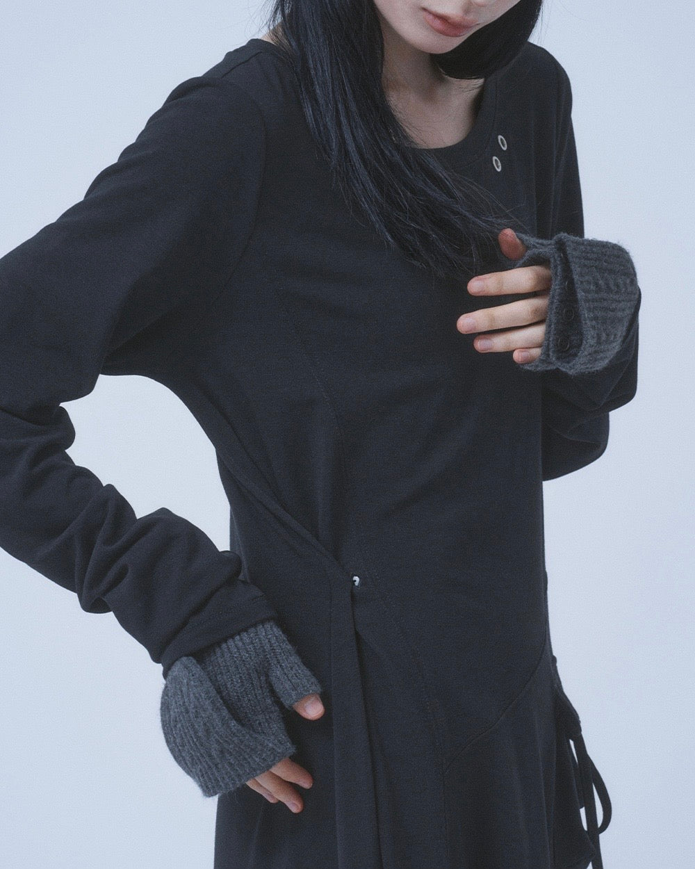 【TUOMIO】BOAT NECK JERSEY DRESS