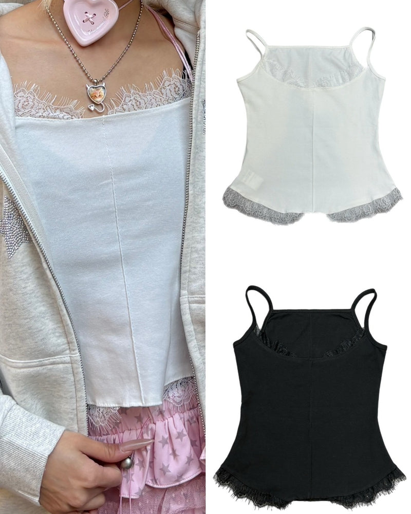 国際配送【Never mind the XU】SHEER LACE CAMISOLE