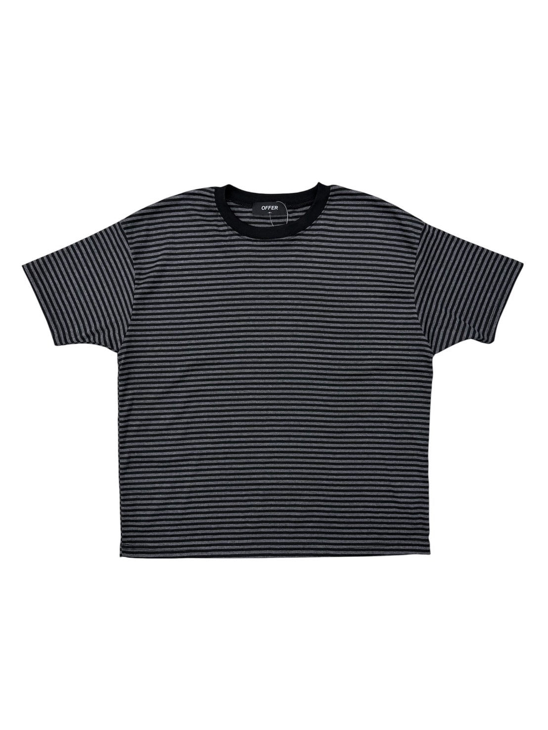 7/4 20:00発売 受注制【nmtc +】Stripe Contrast Semi Crop Tee (2color)