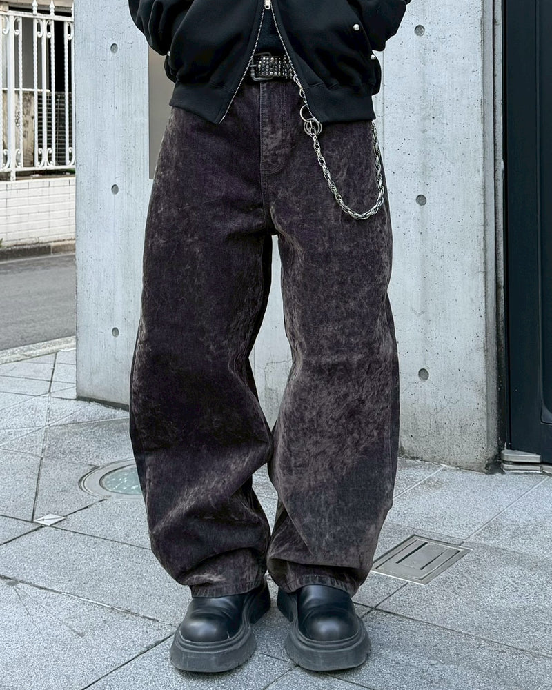 受注制【Chikashitsu +】velvet touch buggy denim pants (2color)