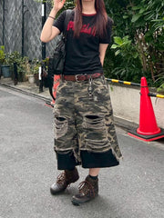 受注制【Chikashitsu +】layered camouflage bermuda pants / 【チカシツプラス】レイヤードカモフラージュバミューダパンツ (2color)