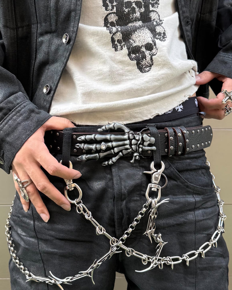 国際配送【Never mind the XU】Metal buckle punk studded belt