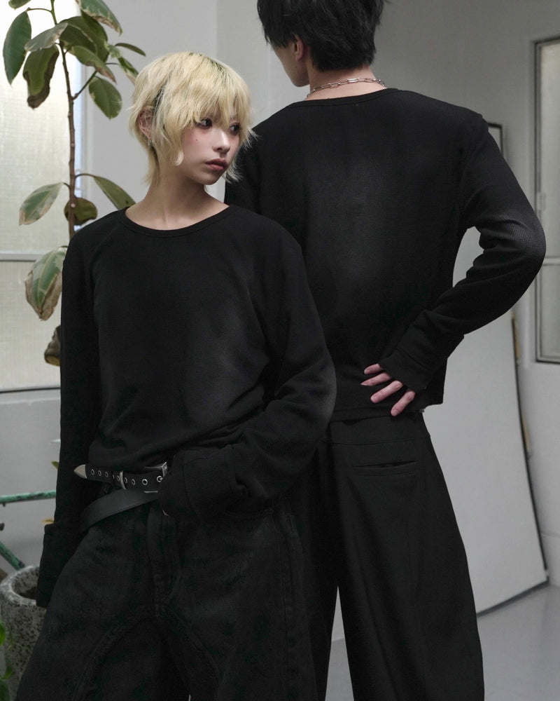 【CHIKASHITSU PLUS HIGH】Rust waffle thermal long tee