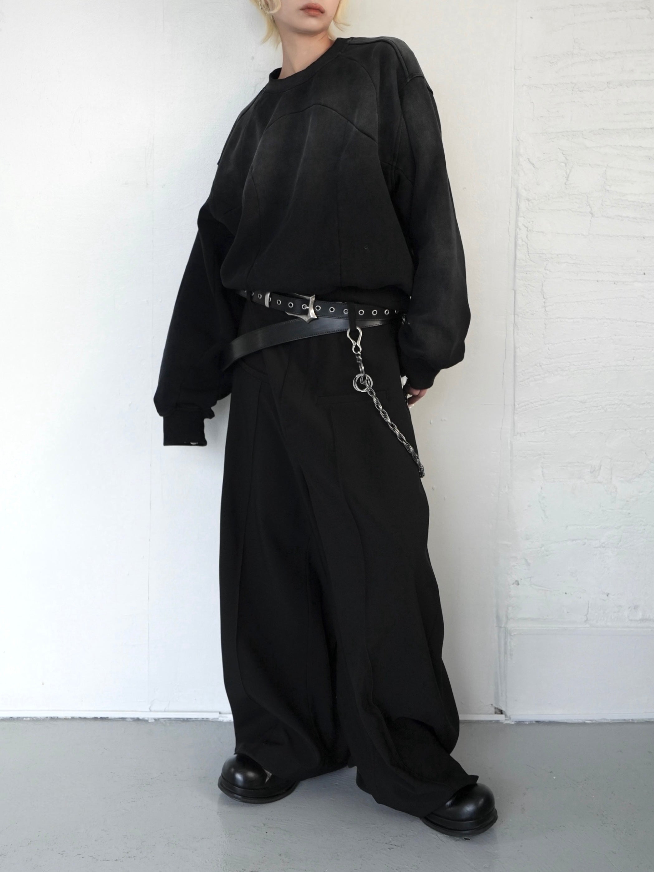 【CHIKASHITSU PLUS HIGH】Fade panel sweat shirt