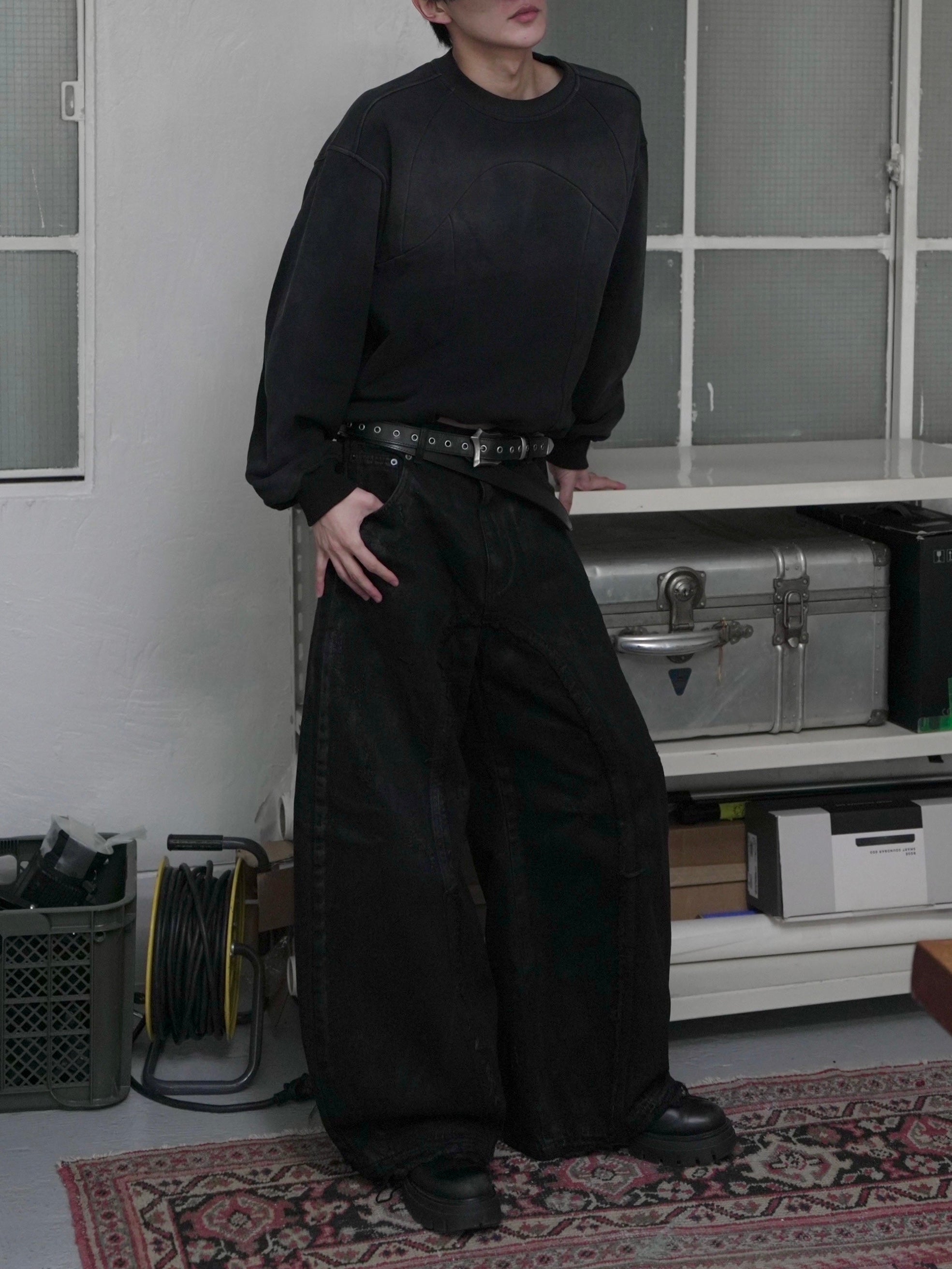 【CHIKASHITSU PLUS HIGH】Urban drape curve slacks