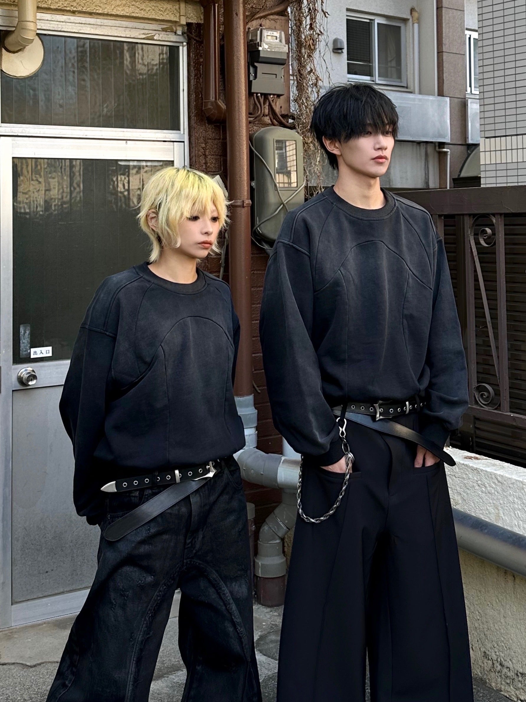 【CHIKASHITSU PLUS HIGH】Fade panel sweat shirt