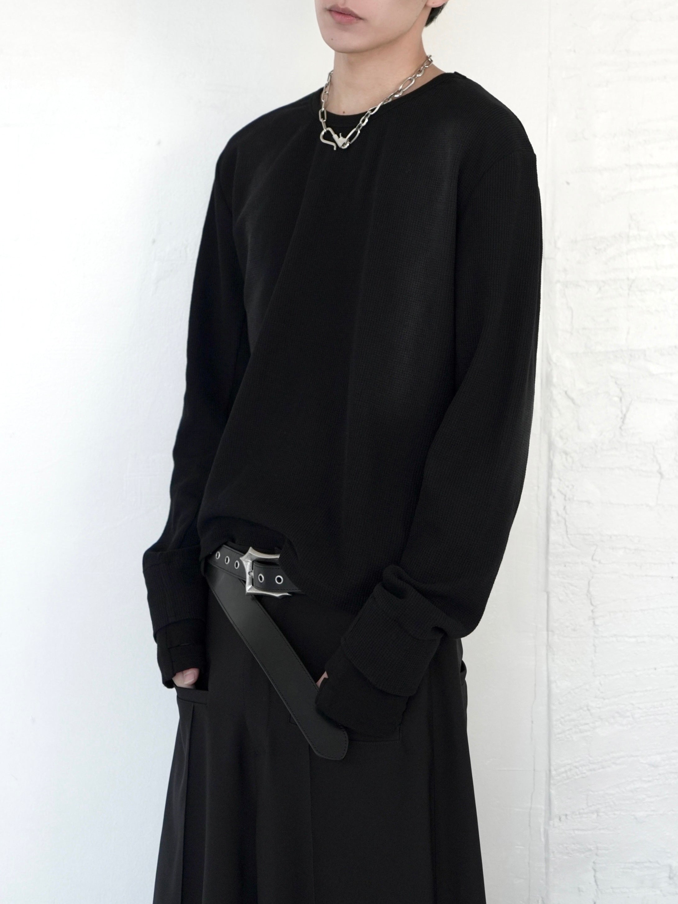 【CHIKASHITSU PLUS HIGH】Rust waffle thermal long tee