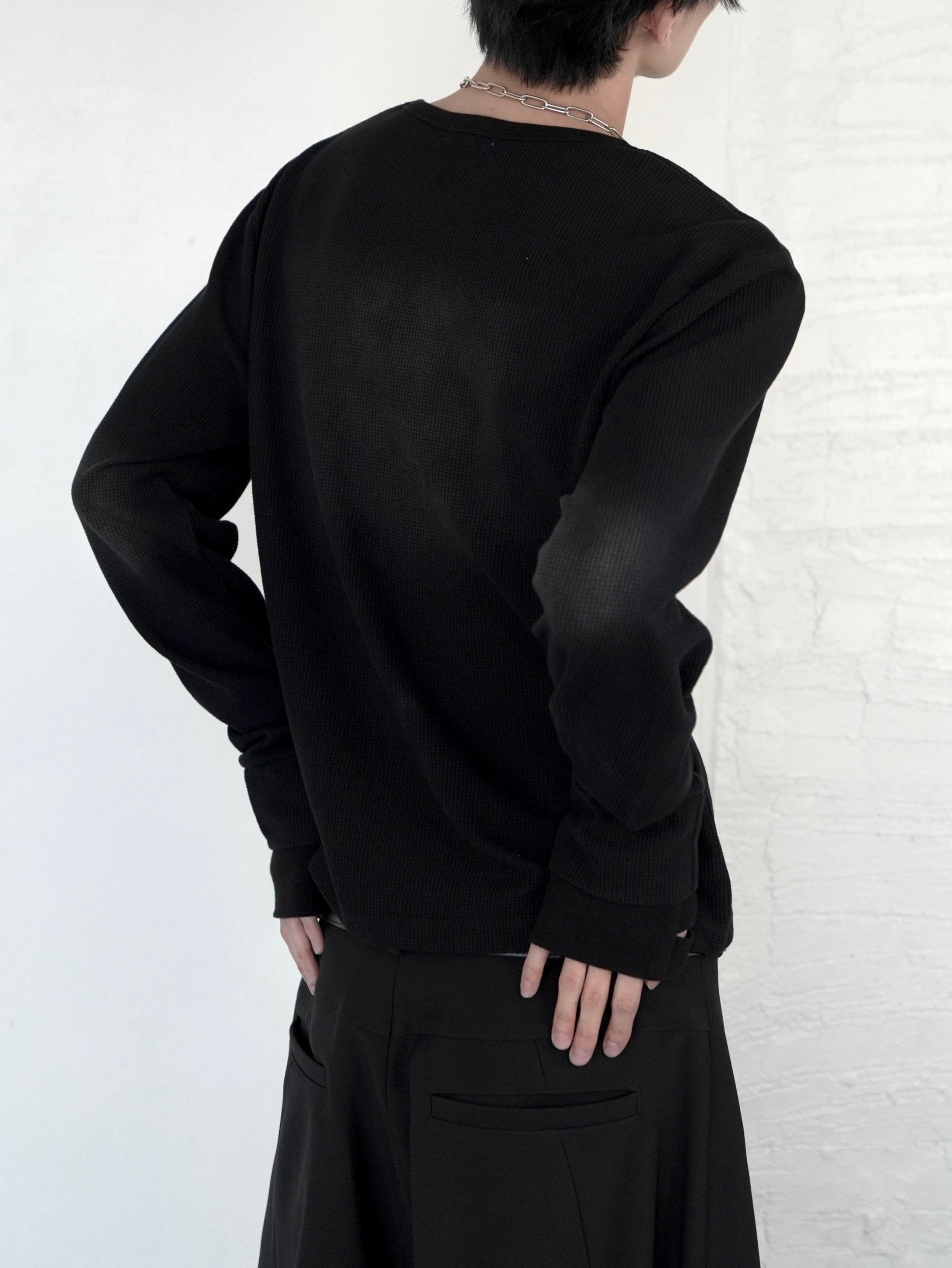 【CHIKASHITSU PLUS HIGH】Rust waffle thermal long tee