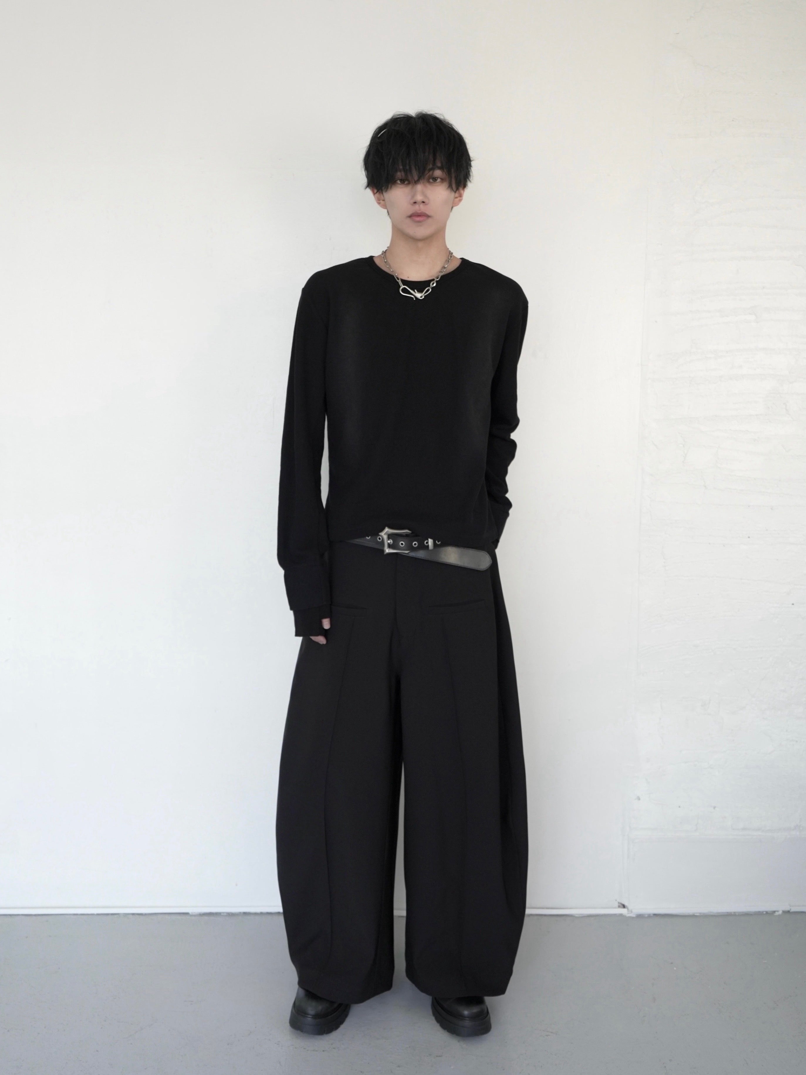 【CHIKASHITSU PLUS HIGH】Layered leather eyelet belt
