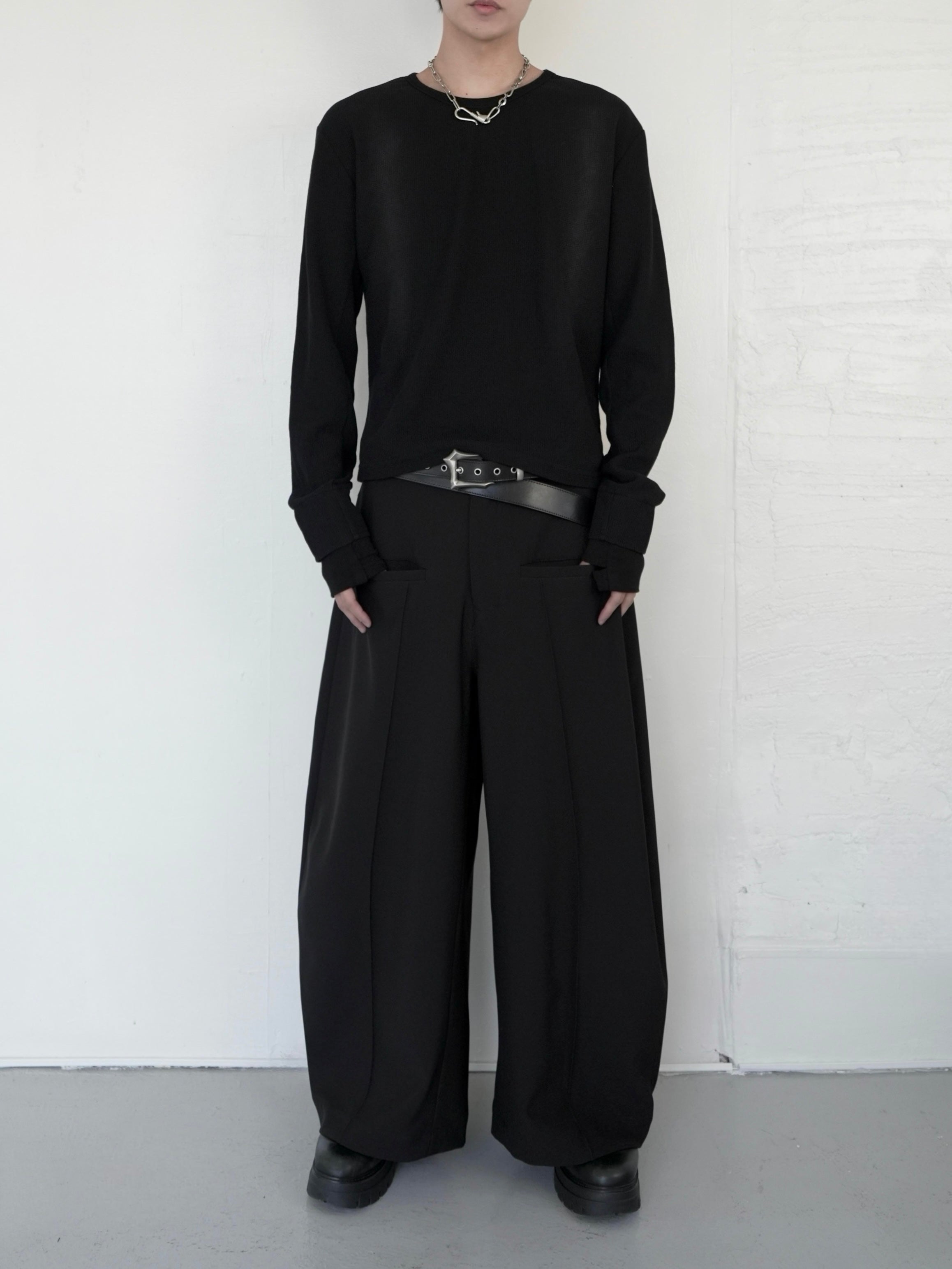 【CHIKASHITSU PLUS HIGH】Rust waffle thermal long tee