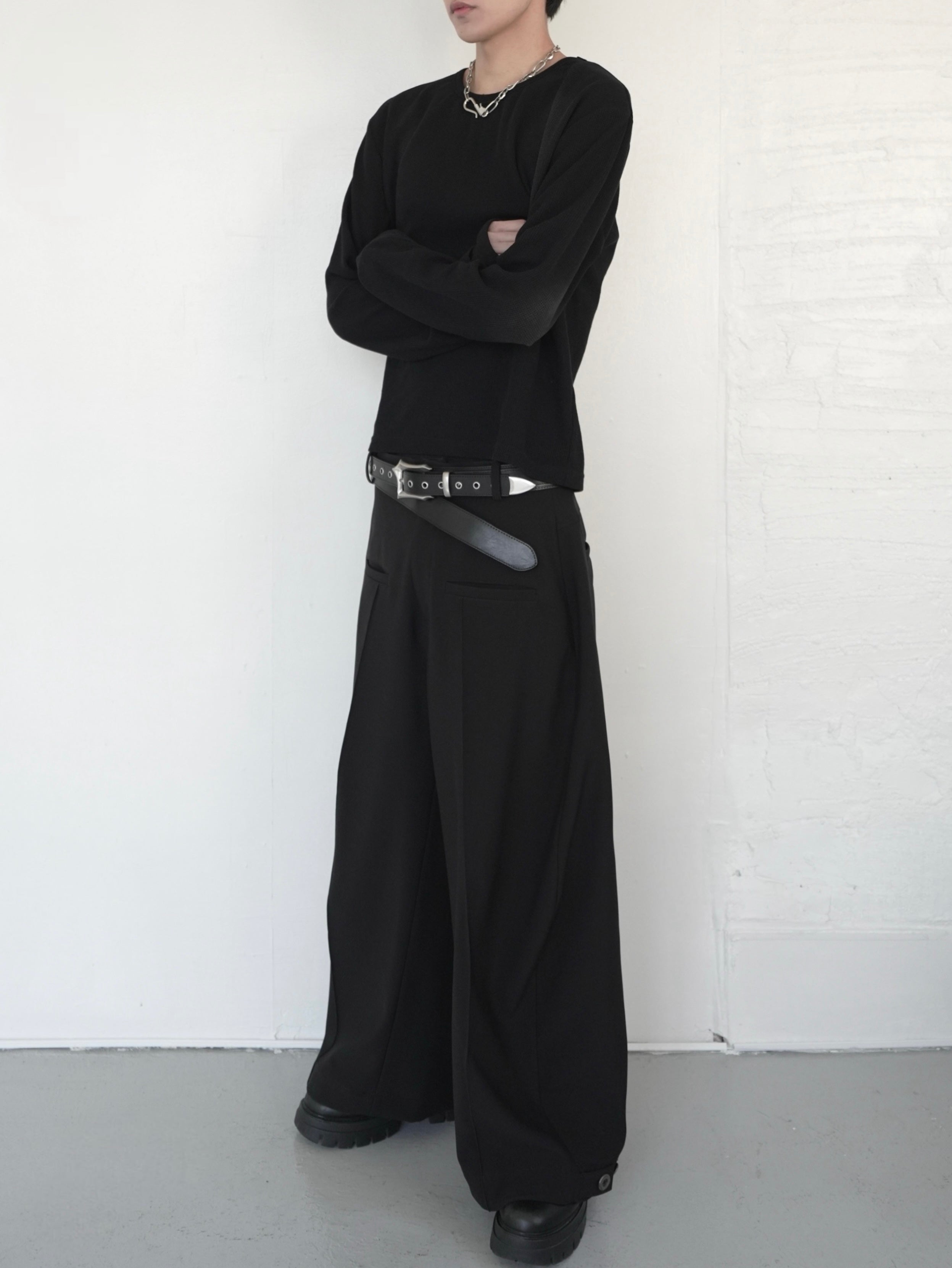 【CHIKASHITSU PLUS HIGH】Rust waffle thermal long tee