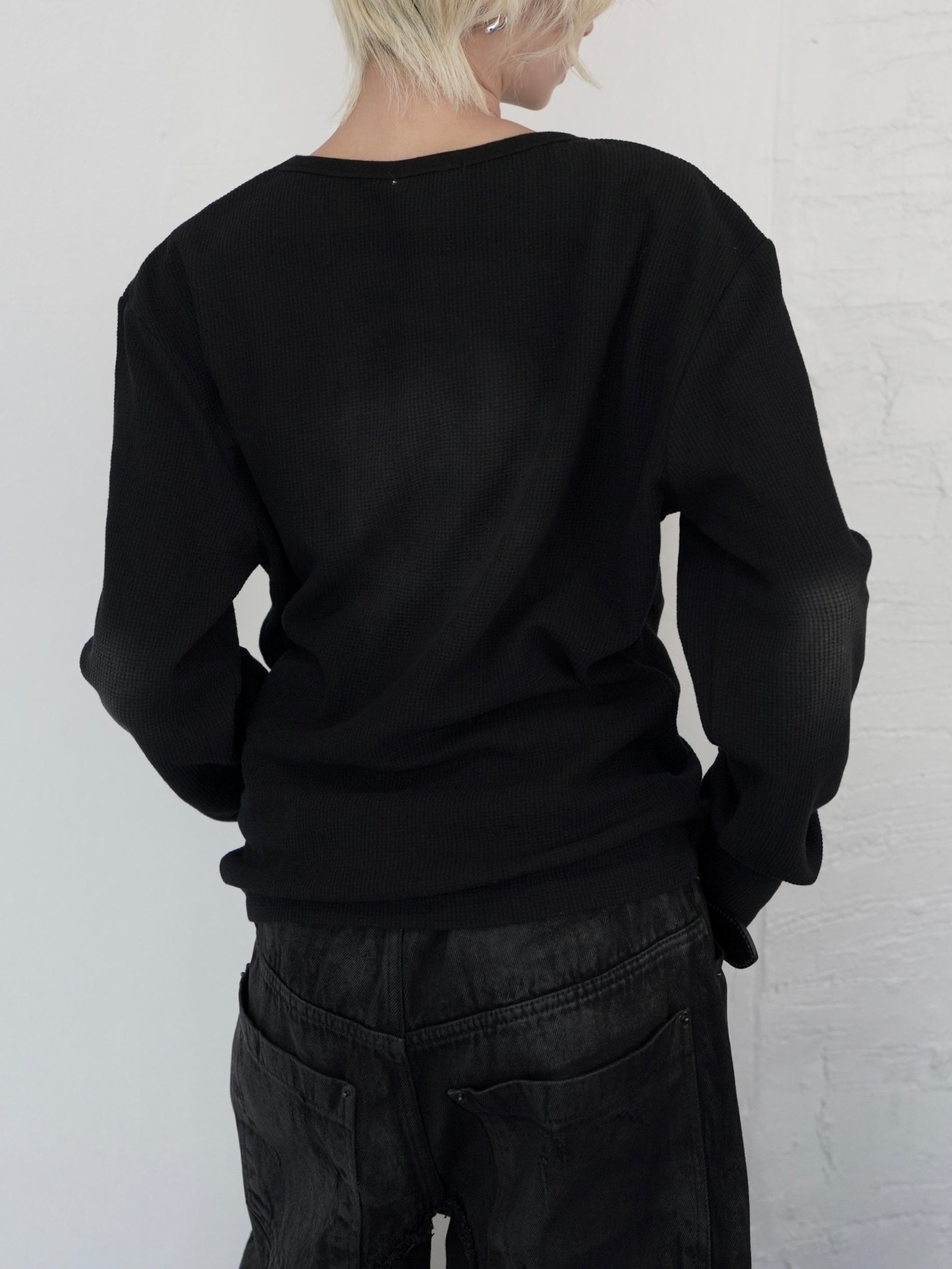 【CHIKASHITSU PLUS HIGH】Rust waffle thermal long tee