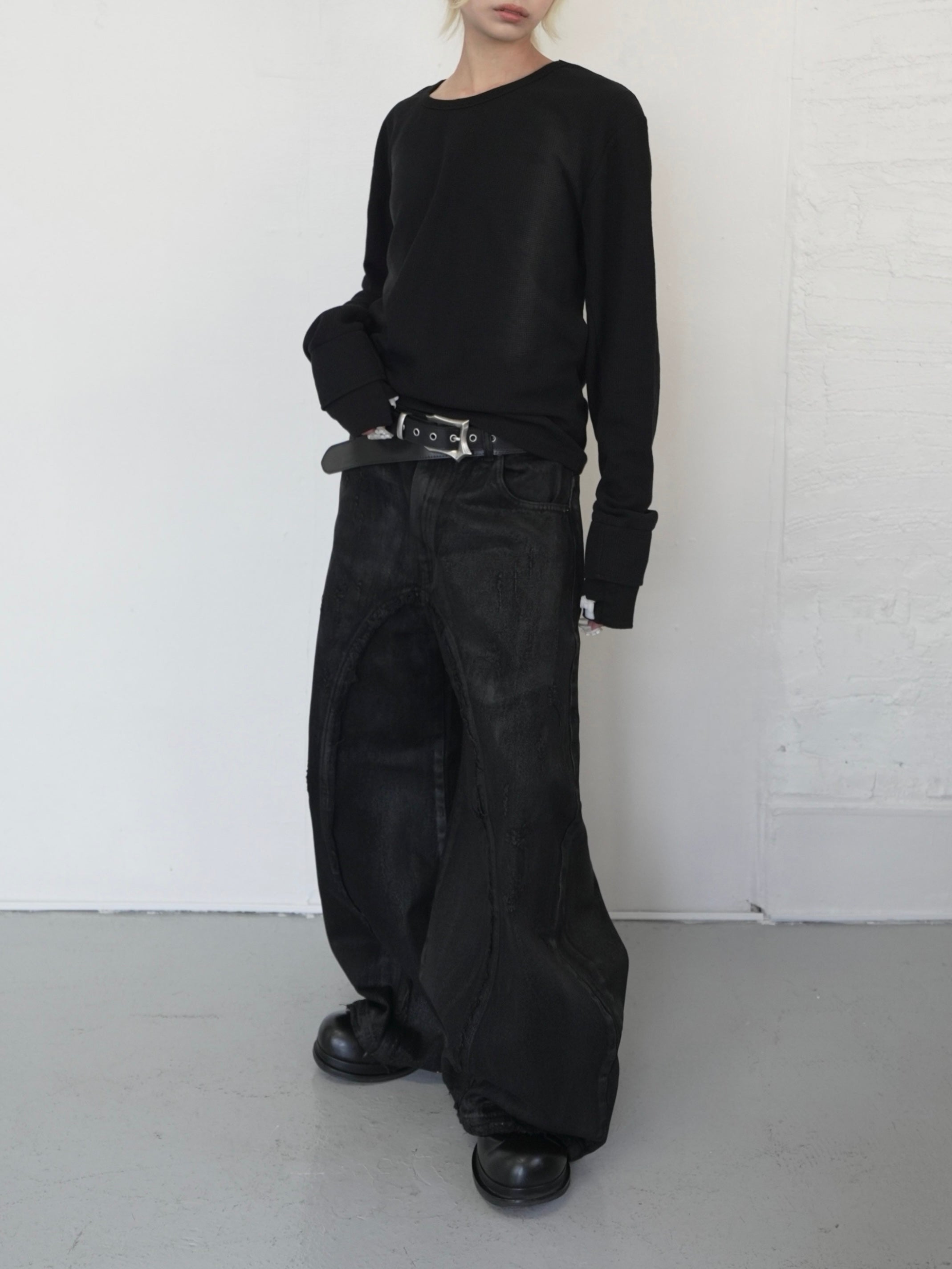 【CHIKASHITSU PLUS HIGH】Rust waffle thermal long tee