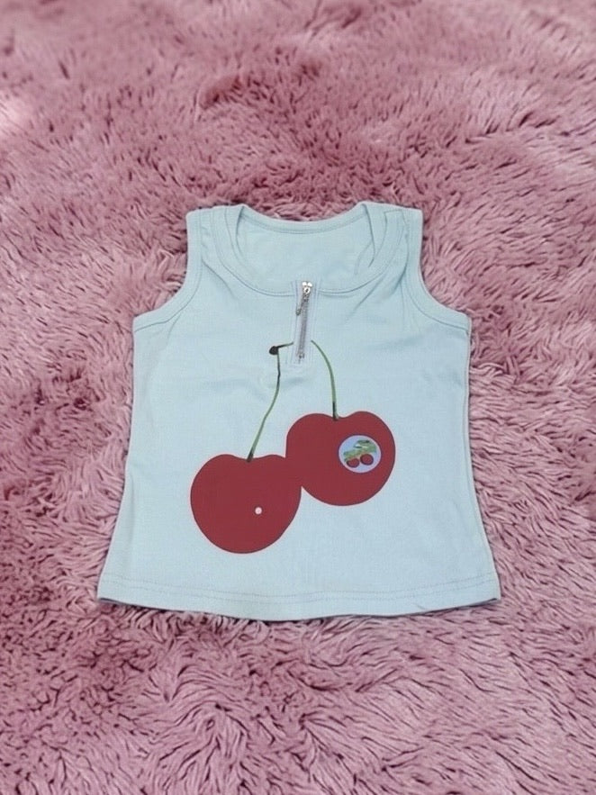 国際配送【Never mind the XU】zip up cherry tank tops