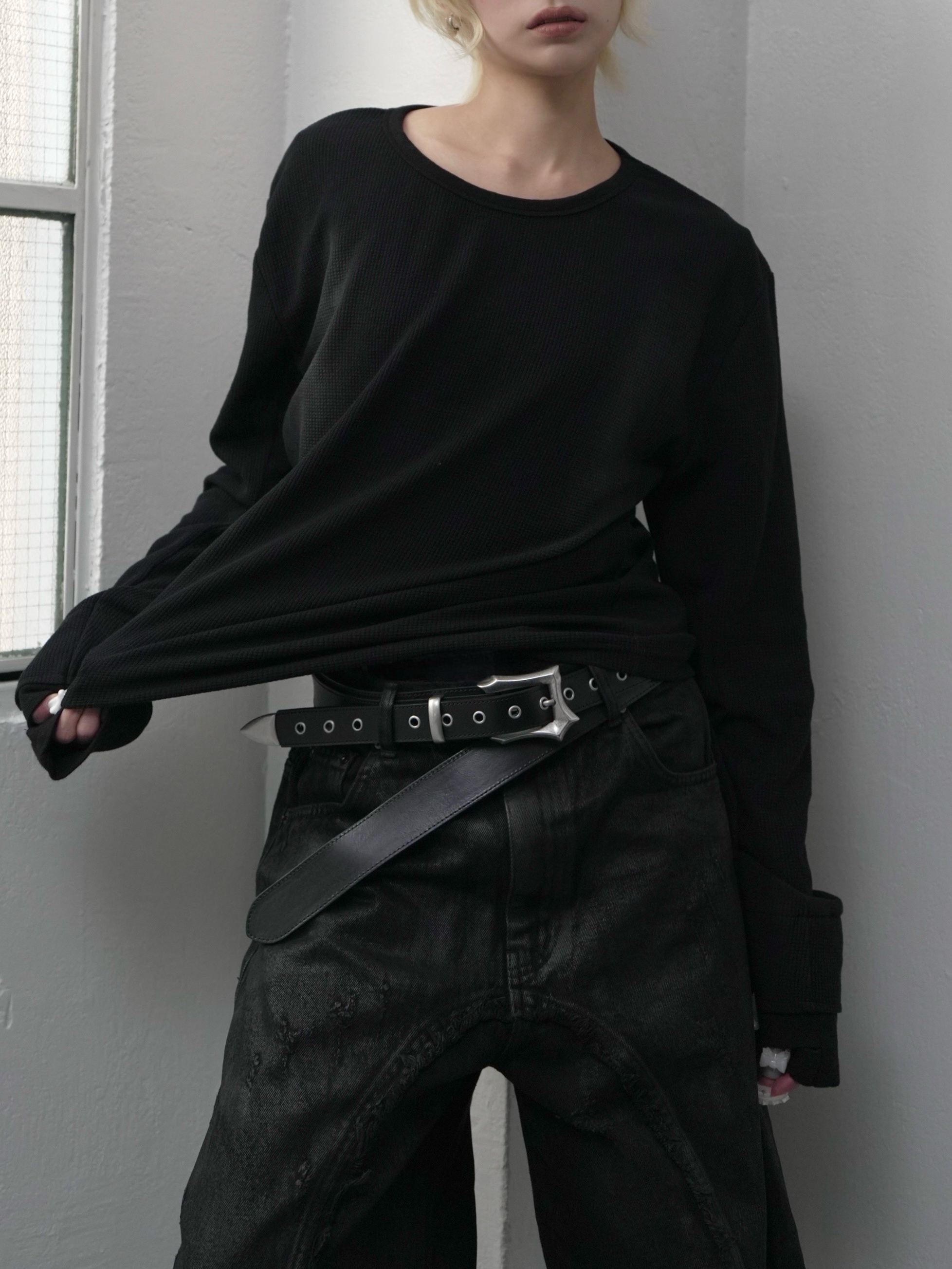 【CHIKASHITSU PLUS HIGH】Rust waffle thermal long tee