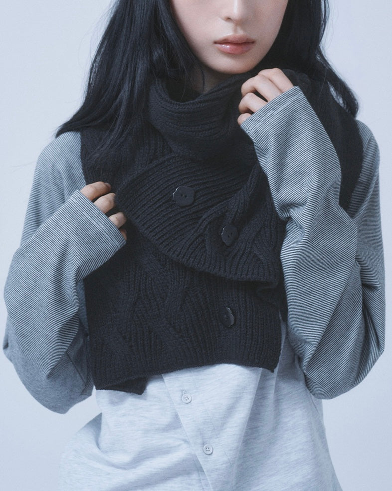 【TUOMIO】BUTTON WOOL KNIT MUFFLER
