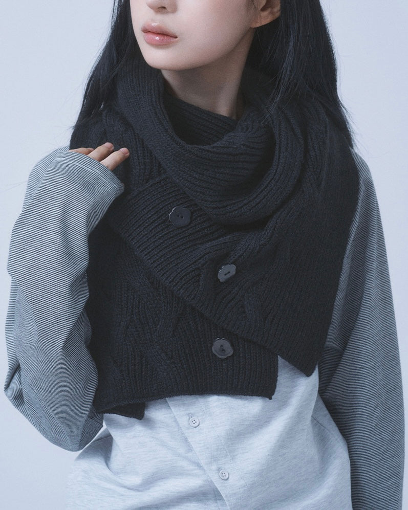 【TUOMIO】BUTTON WOOL KNIT MUFFLER