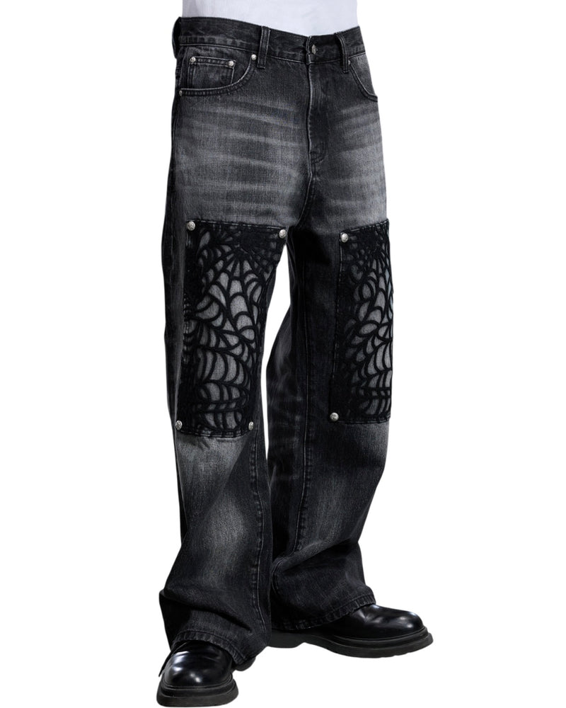 【The Boy Has No Patience】COBWEB STRAIGHT-LEG JEANS