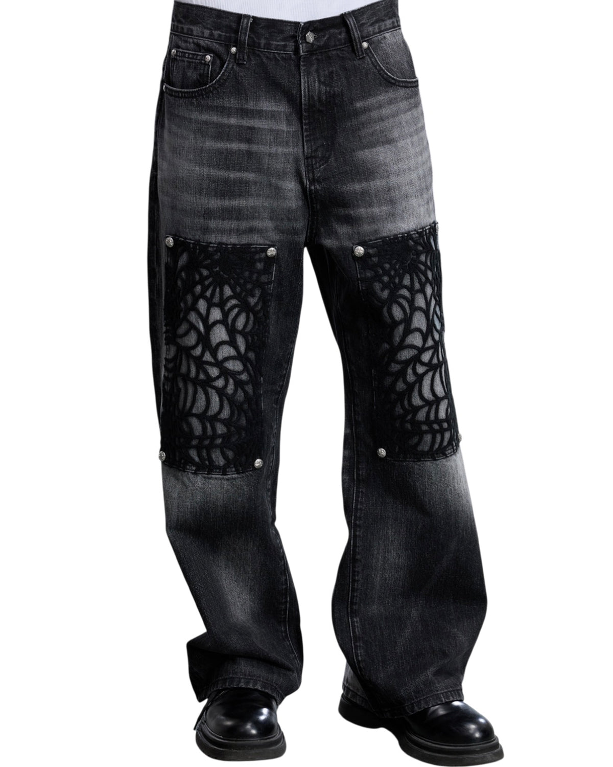 【The Boy Has No Patience】COBWEB STRAIGHT-LEG JEANS