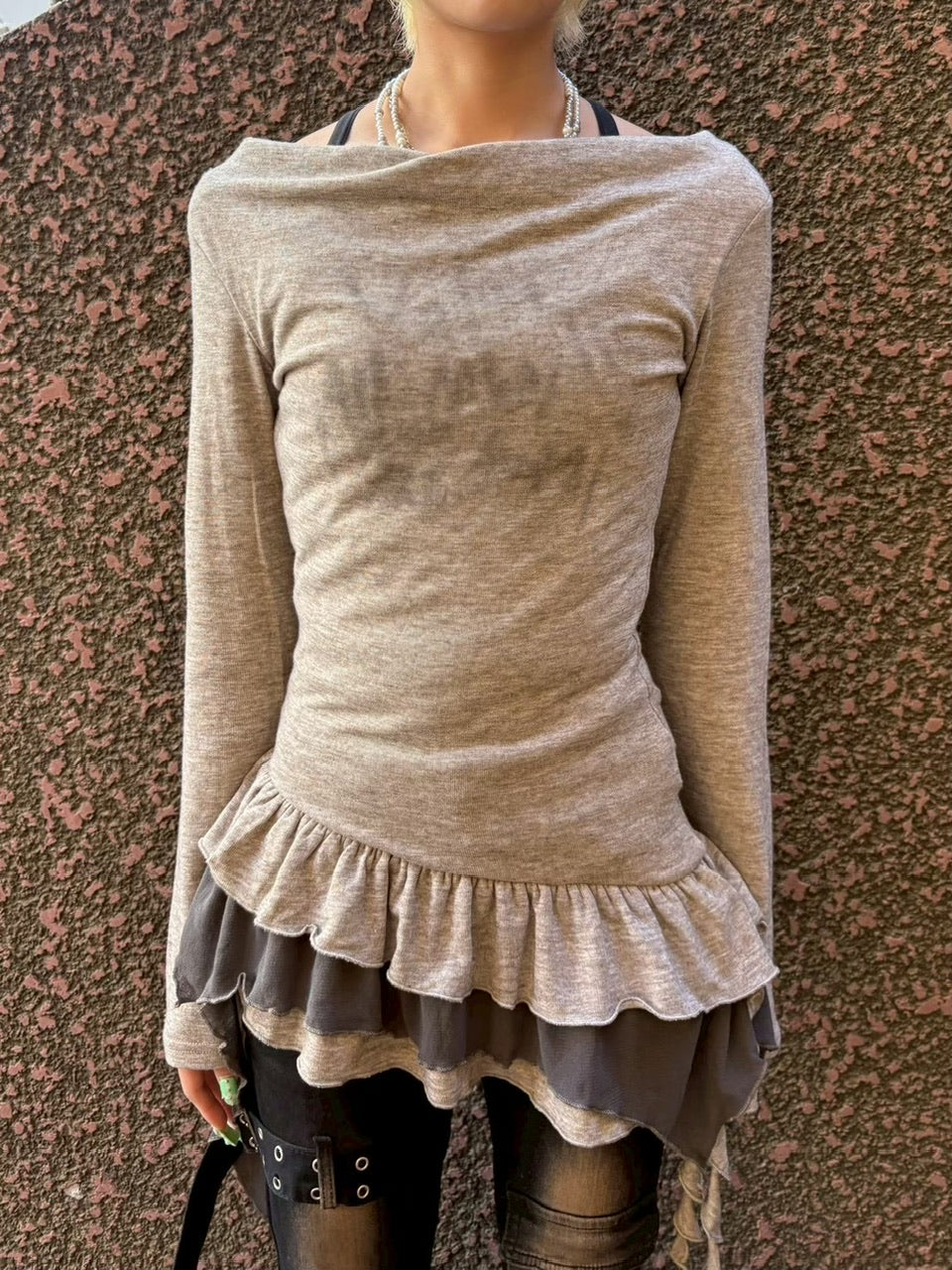 【Never mind the XU】layered long sleeve (2color)