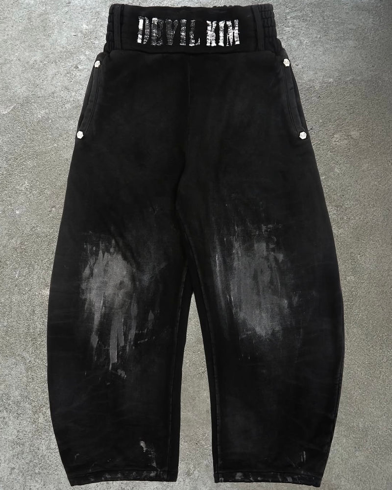 【DEVIL KIM】SKIDDING WAXED SWEAT PANTS