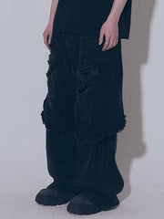【BLR BLUER】Destroyed Vintage Double Denim Pants