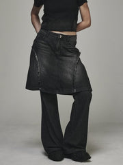 【BLR BLUER】RAW-CUT DENIM SKIRT PANTS