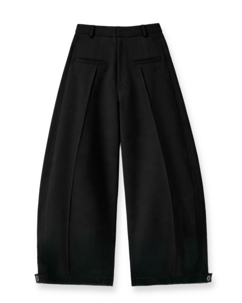 【CHIKASHITSU PLUS HIGH】Urban drape curve slacks