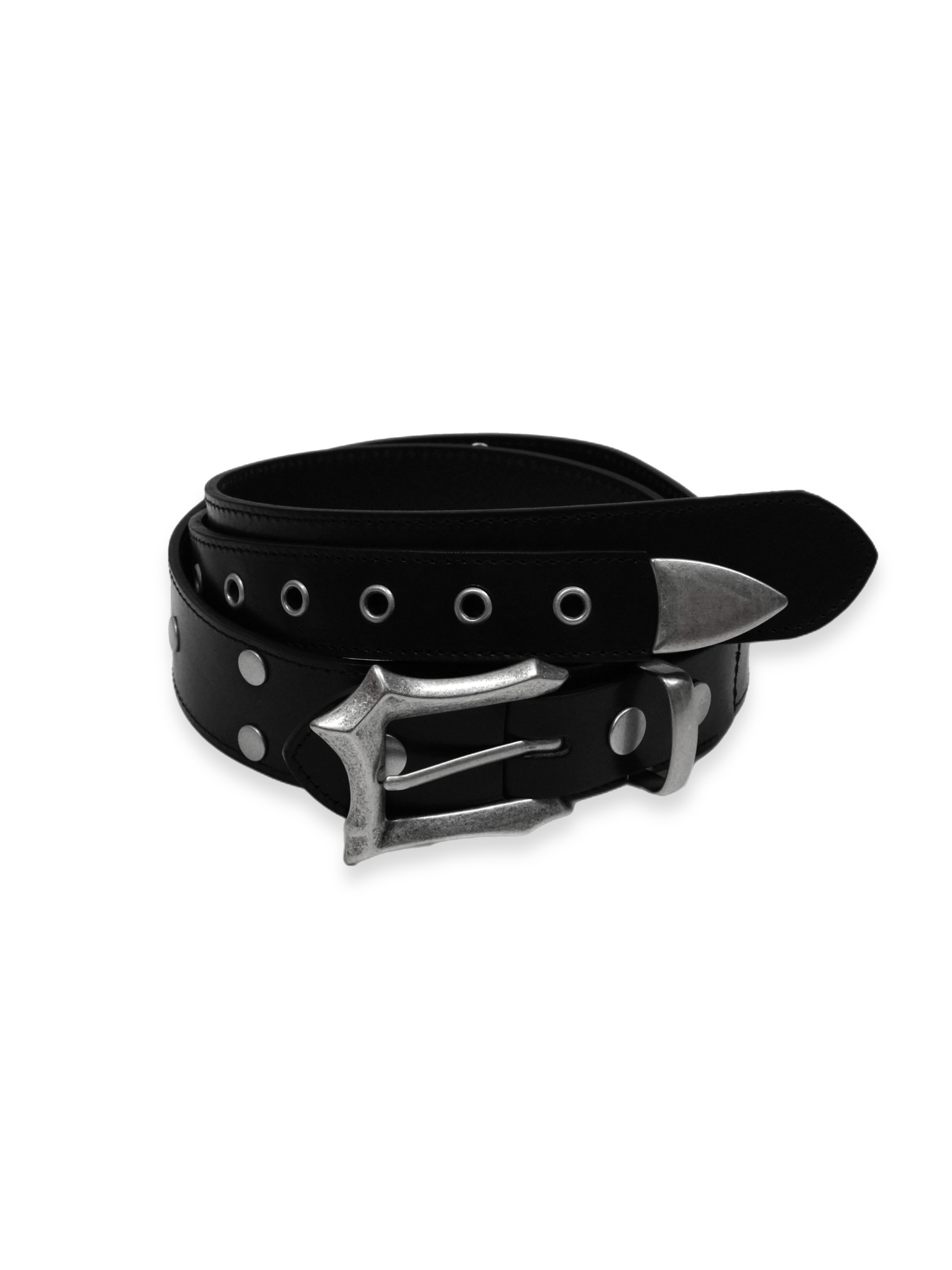 【CHIKASHITSU PLUS HIGH】Layered leather eyelet belt