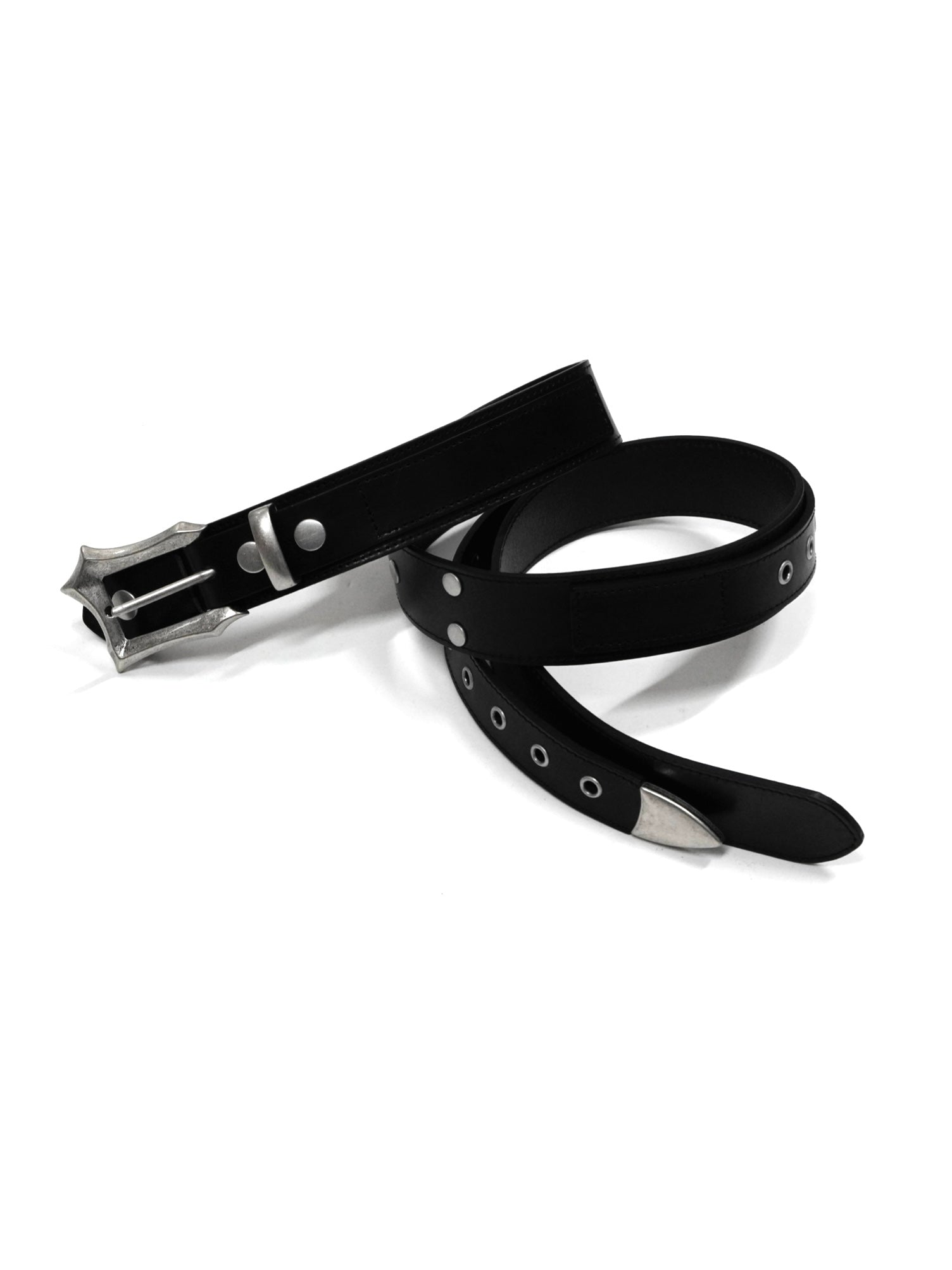 【CHIKASHITSU PLUS HIGH】Layered leather eyelet belt