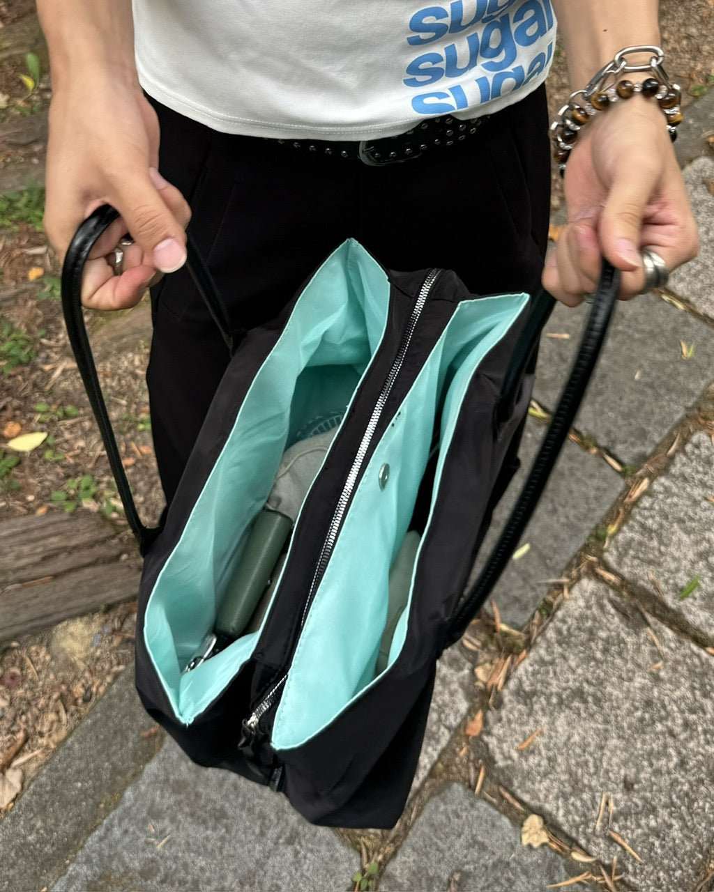国際配送【RENOL】contrast lining nylon bag