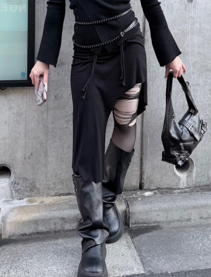 受注制【nmtc+】slit gather long skirt (2color)