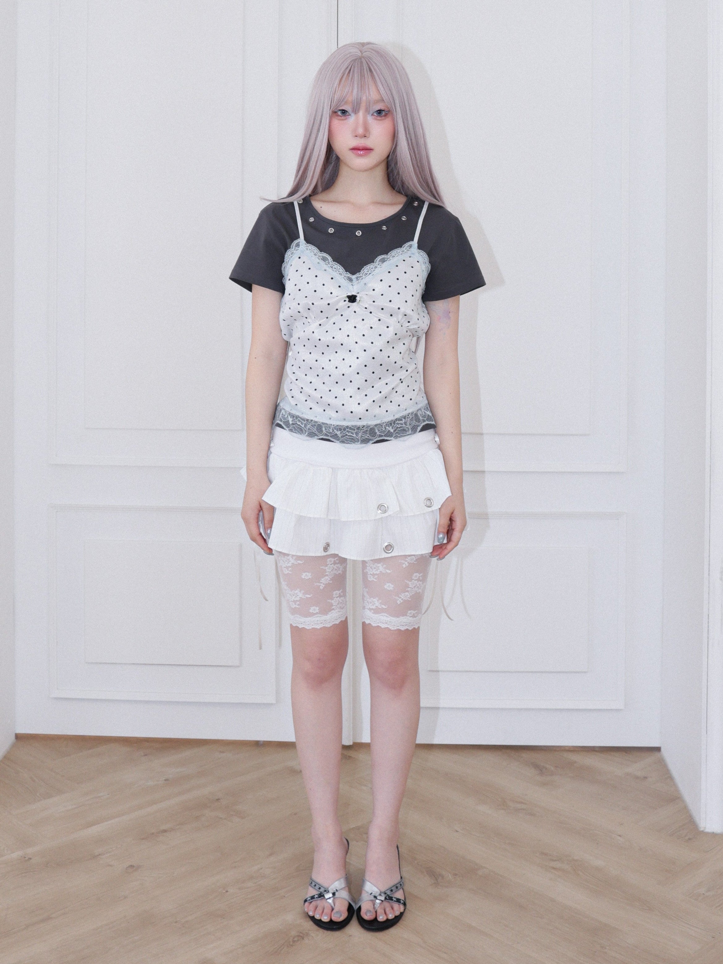 【CHERRYQUIRI】Dot Cami Layered Sleeveless