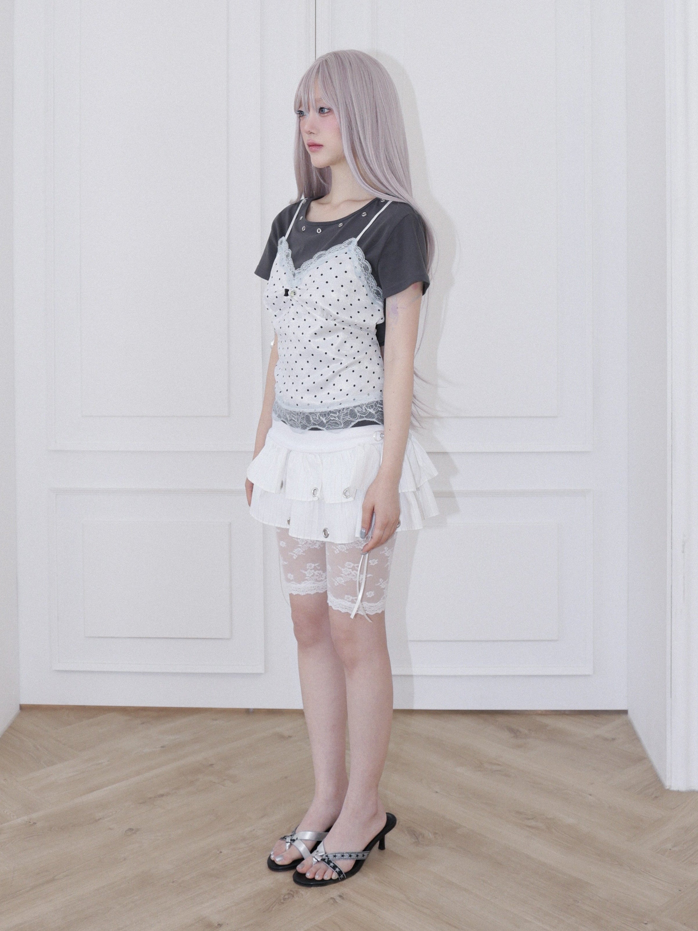 【CHERRYQUIRI】Dot Cami Layered Sleeveless