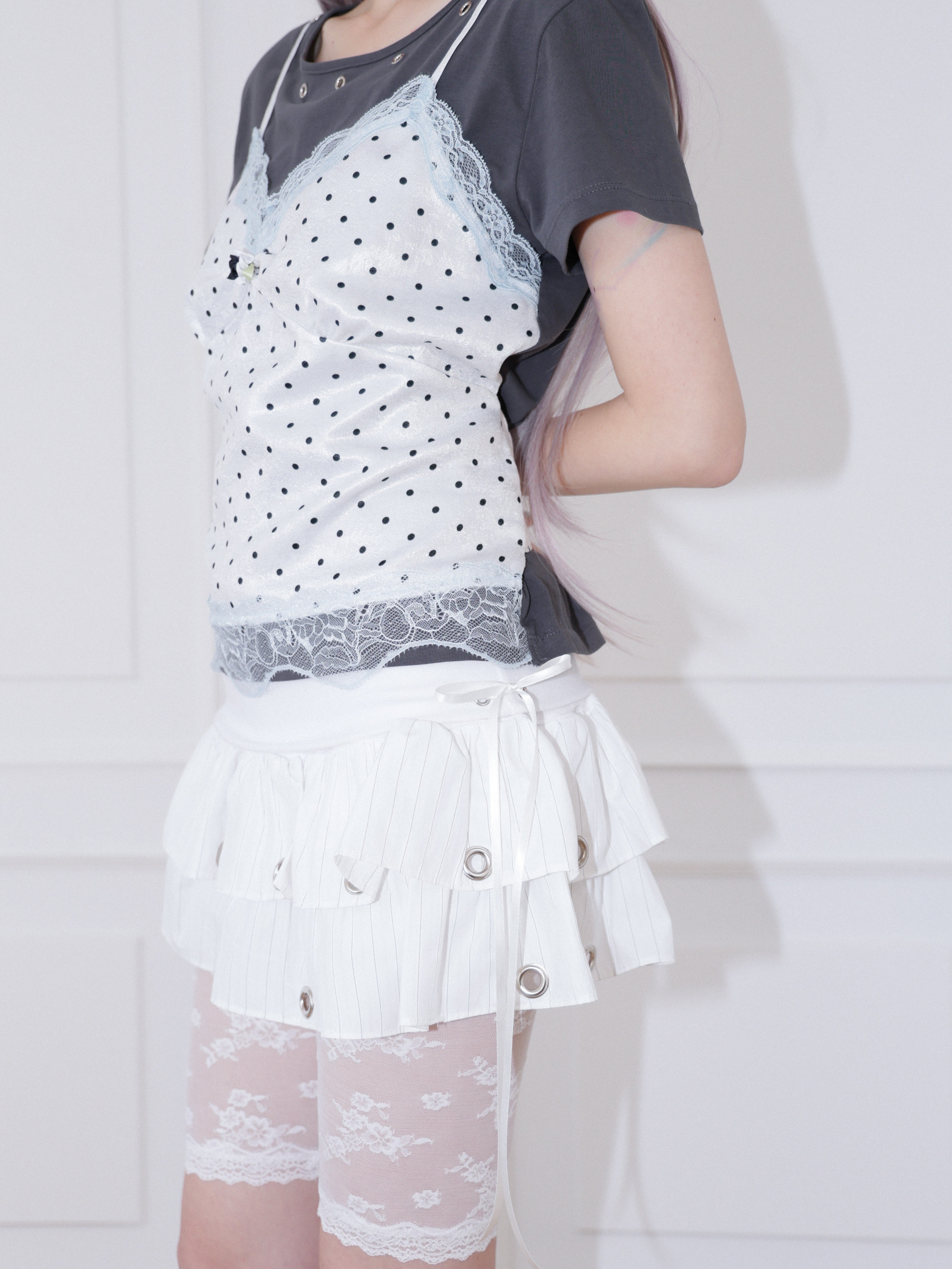 【CHERRYQUIRI】Soft Punk Eyelet Skirt