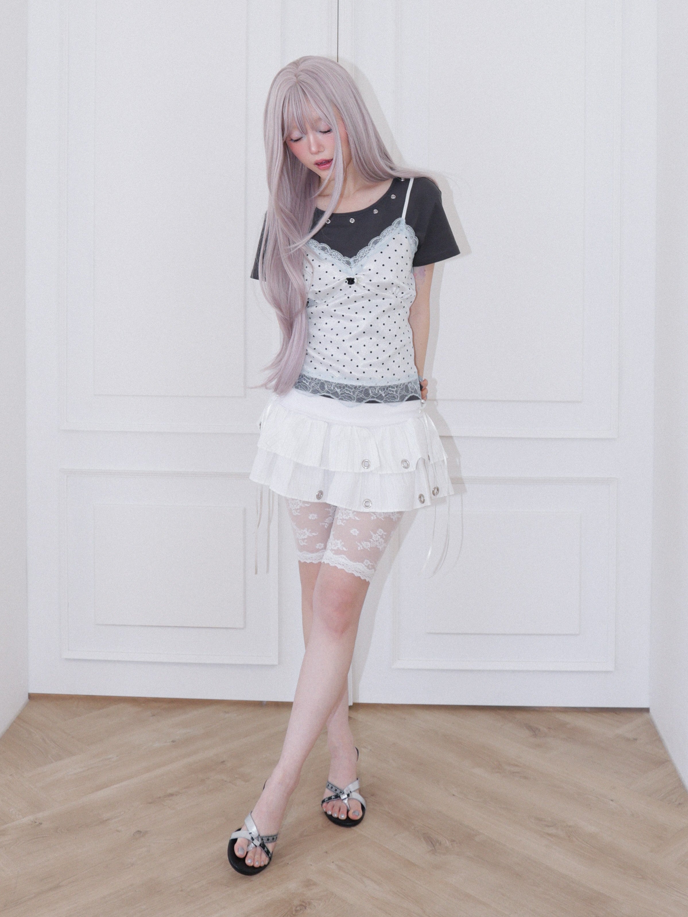【CHERRYQUIRI】Dot Cami Layered Sleeveless