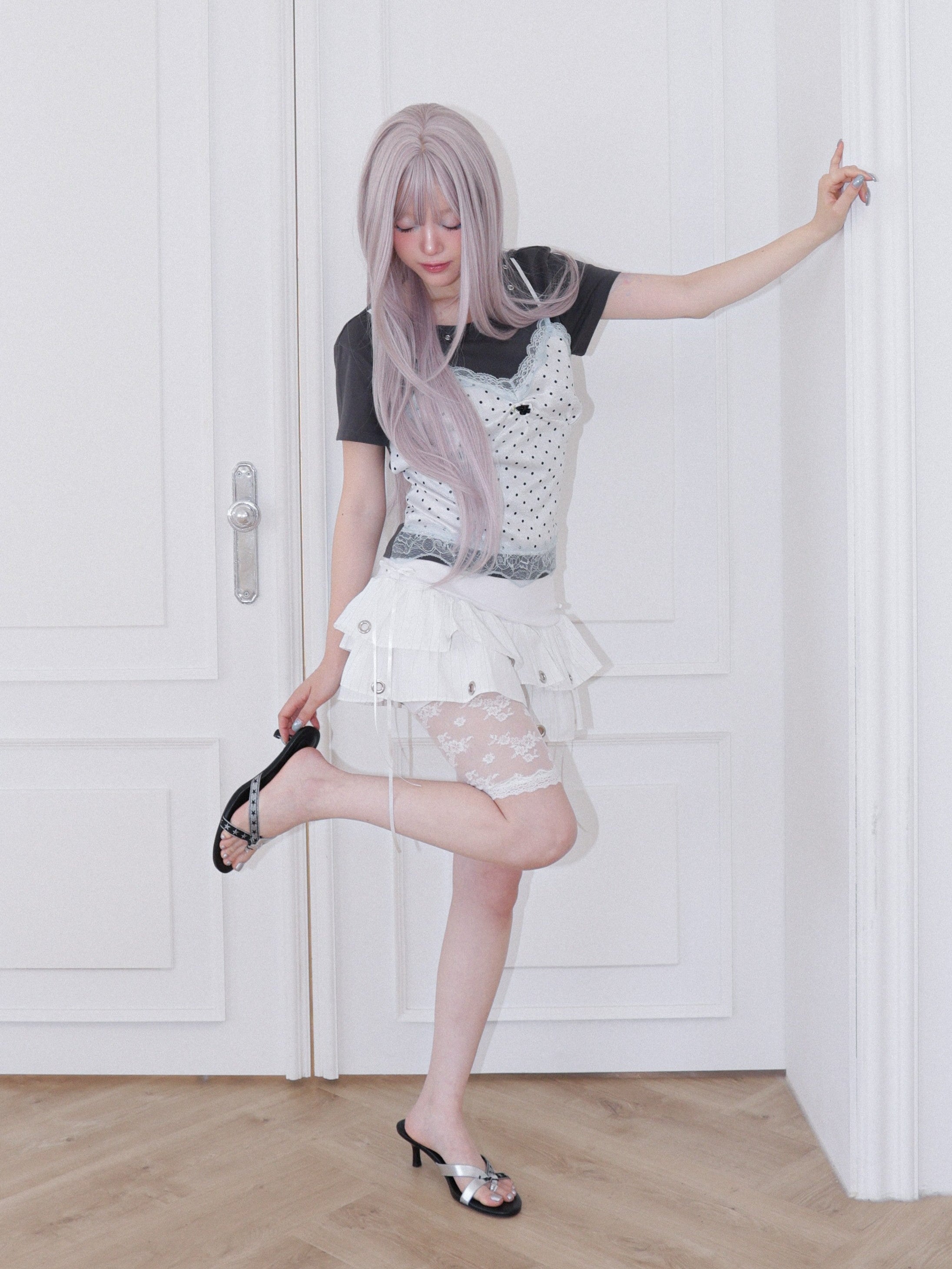 【CHERRYQUIRI】Dot Cami Layered Sleeveless