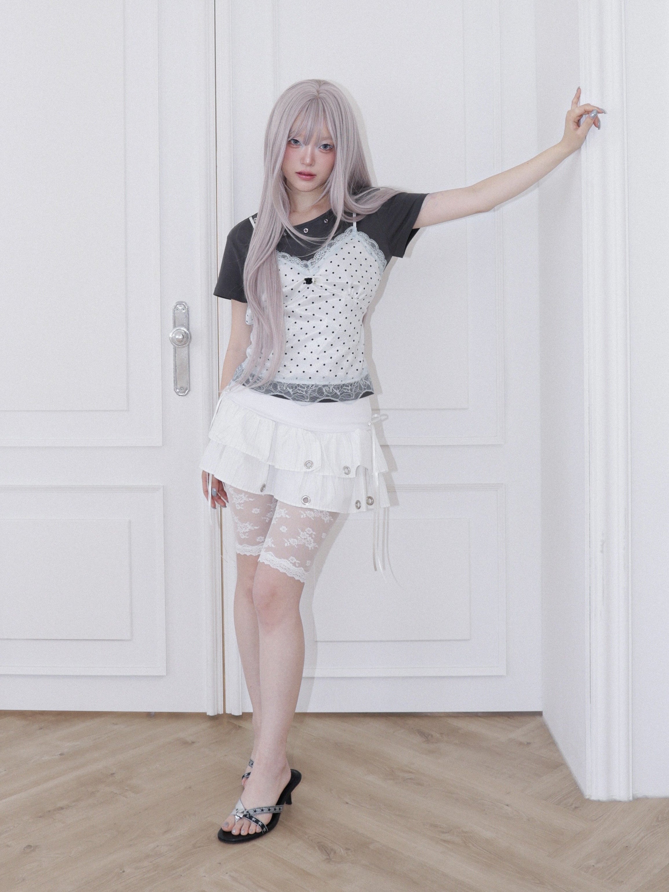 【CHERRYQUIRI】Dot Cami Layered Sleeveless